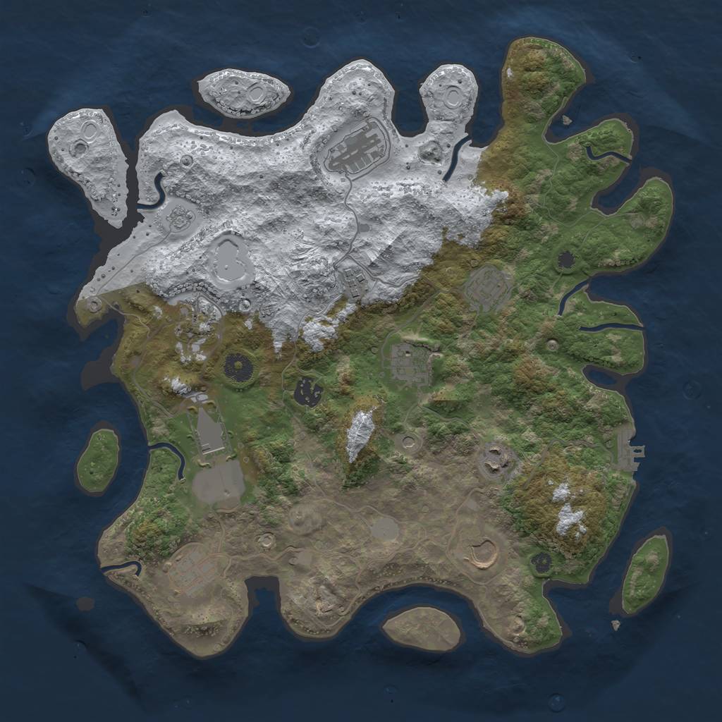 Rust Map: Procedural Map, Size: 3750, Seed: 1123532701, 18 Monuments