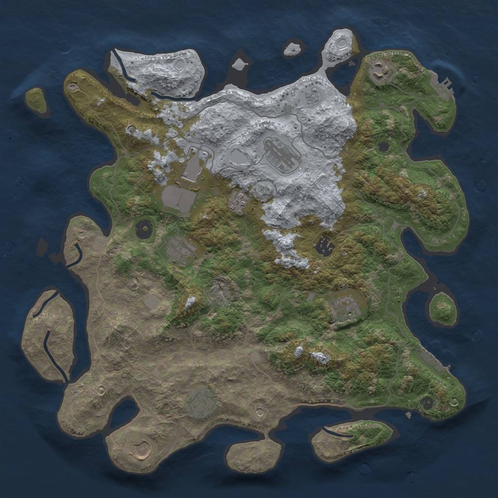 Rust Map: Procedural Map, Size: 4000, Seed: 621624, 18 Monuments