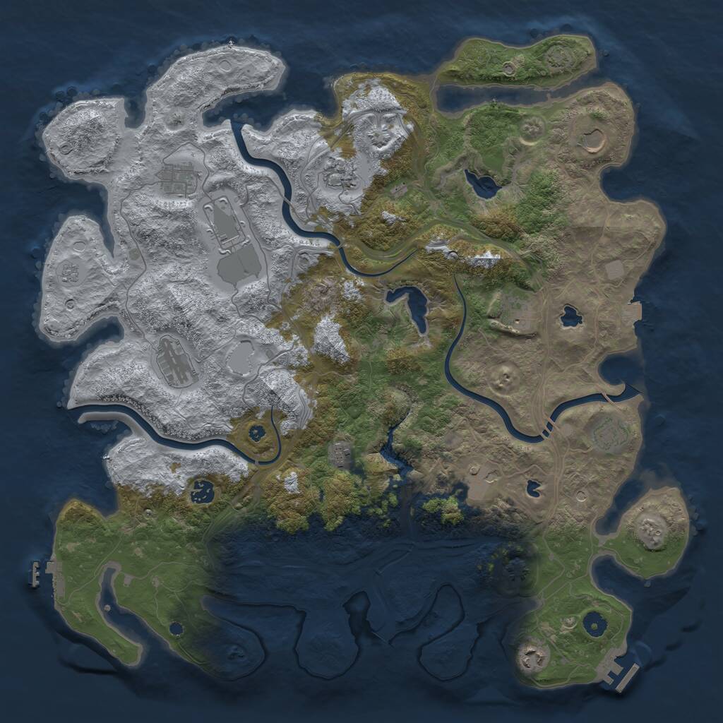 Rust Map: Procedural Map, Size: 4500, Seed: 1472588307, 17 Monuments