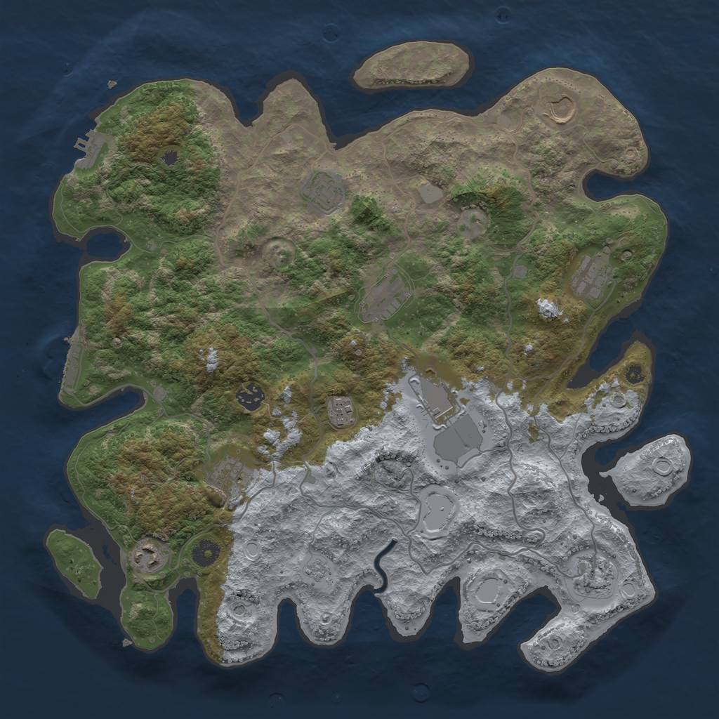 Rust Map: Procedural Map, Size: 4000, Seed: 938852, 19 Monuments
