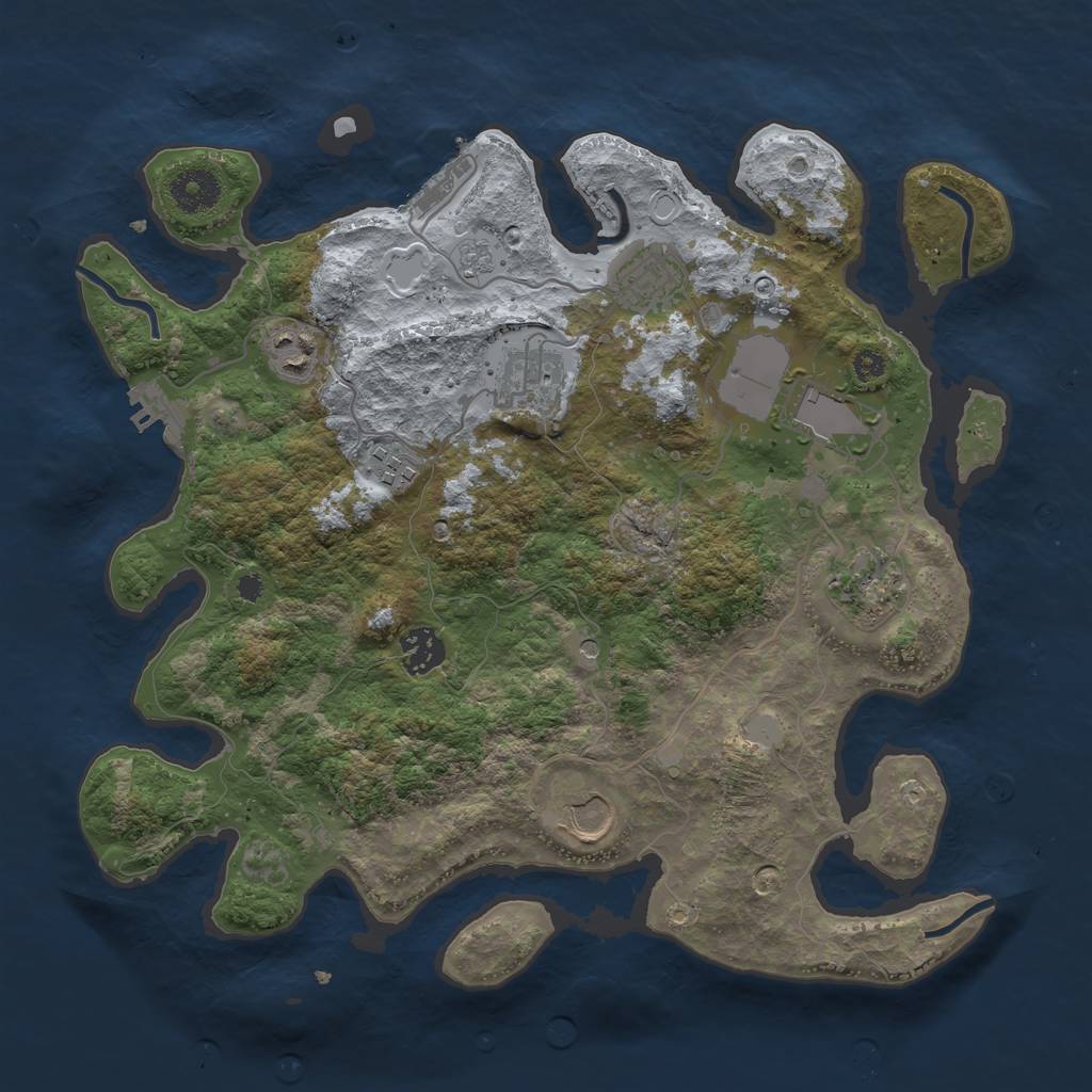 Rust Map: Procedural Map, Size: 3500, Seed: 1856446175, 17 Monuments
