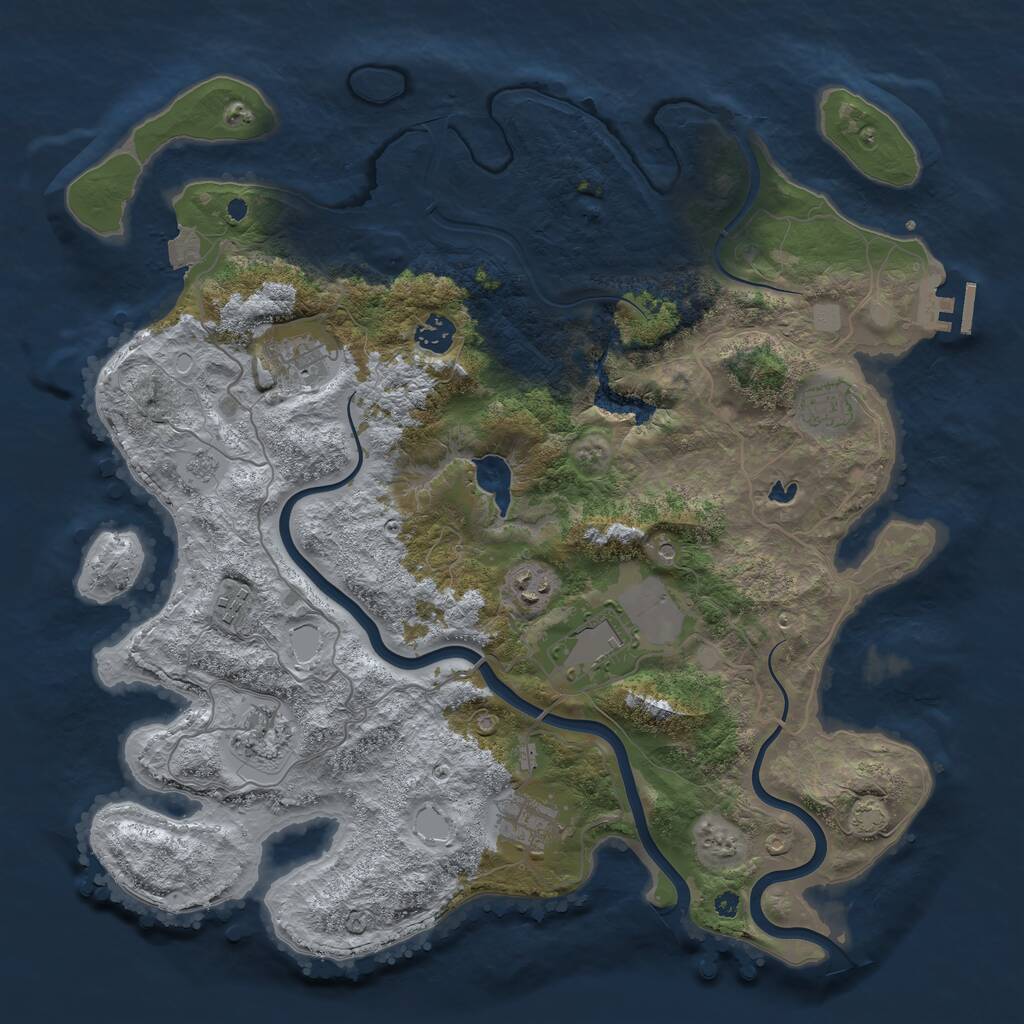 Rust Map: Procedural Map, Size: 4000, Seed: 1254637860, 13 Monuments