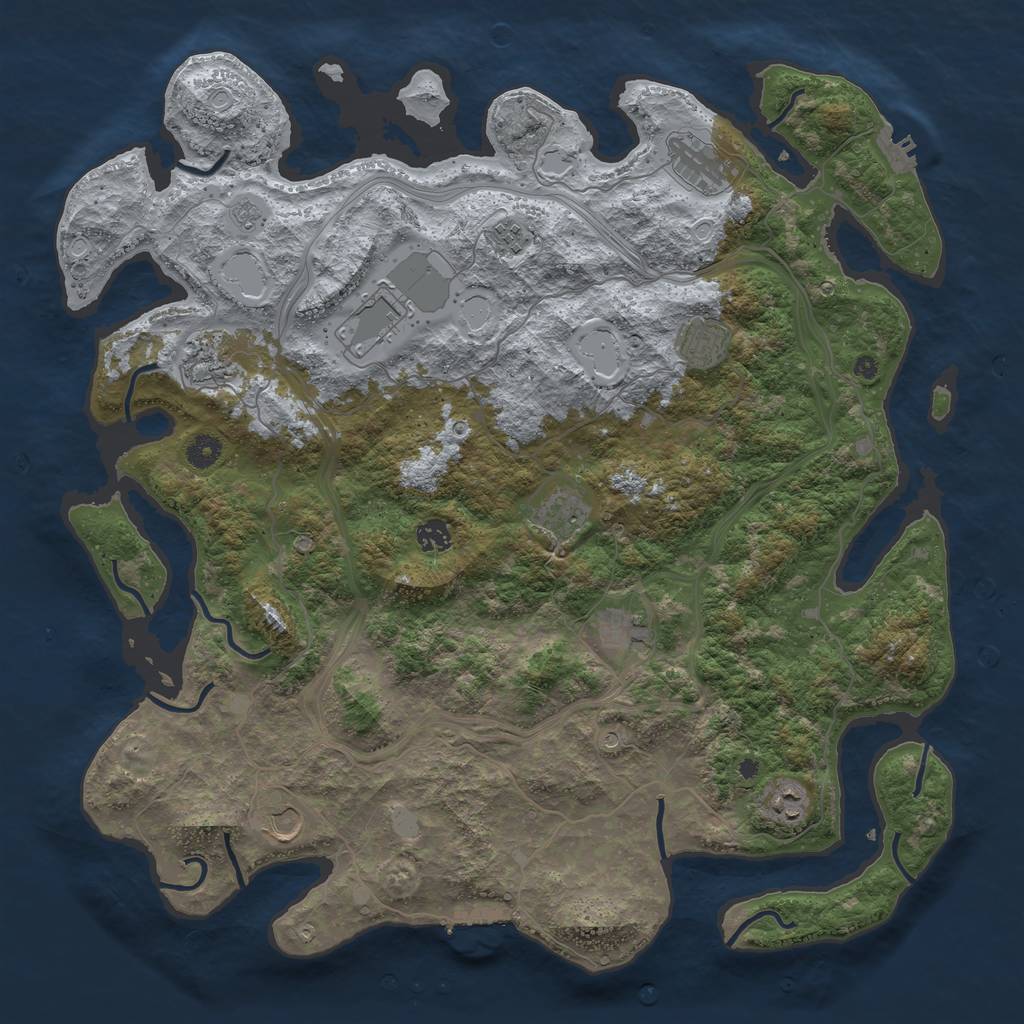 Rust Map: Procedural Map, Size: 4500, Seed: 27293089, 19 Monuments