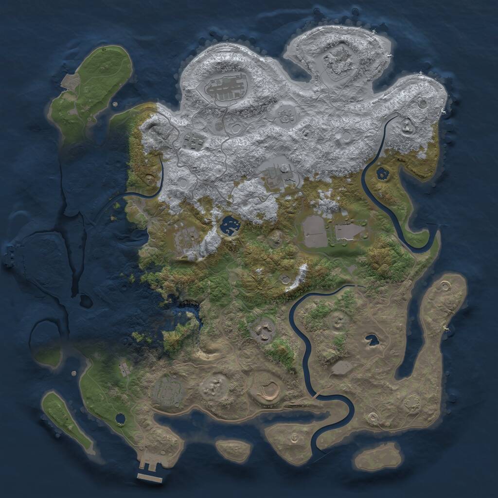 Rust Map: Procedural Map, Size: 4000, Seed: 231893, 16 Monuments