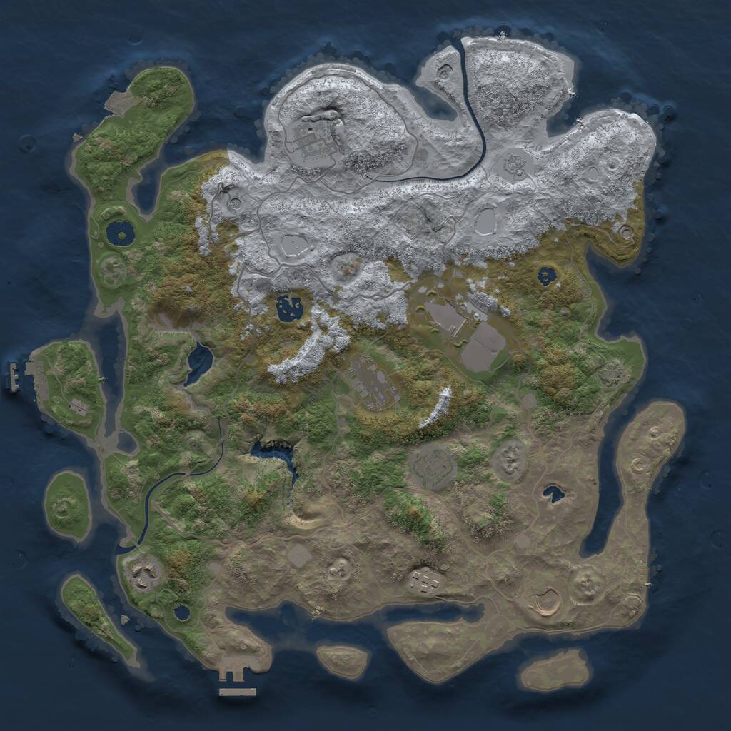 Rust Map: Procedural Map, Size: 4000, Seed: 231893, 14 Monuments