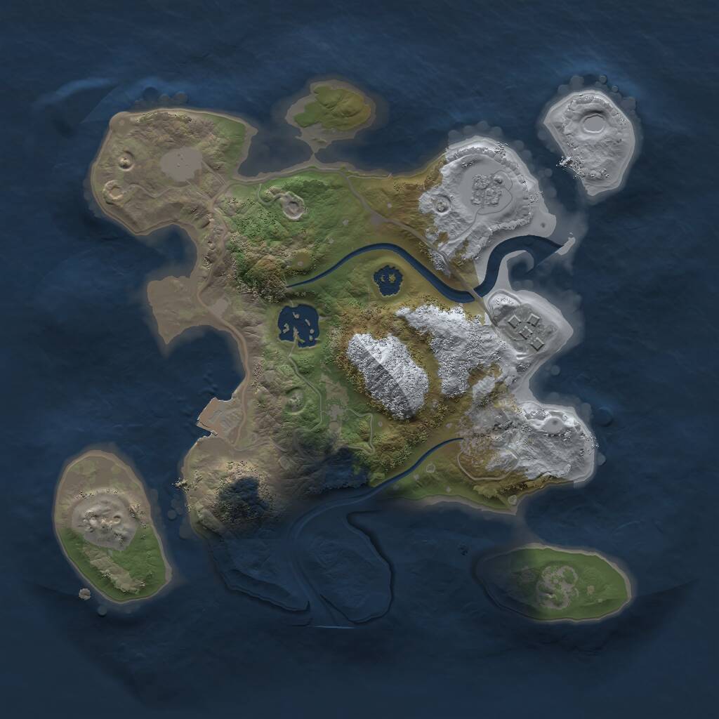 Rust Map: Procedural Map, Size: 2500, Seed: 27993, 4 Monuments