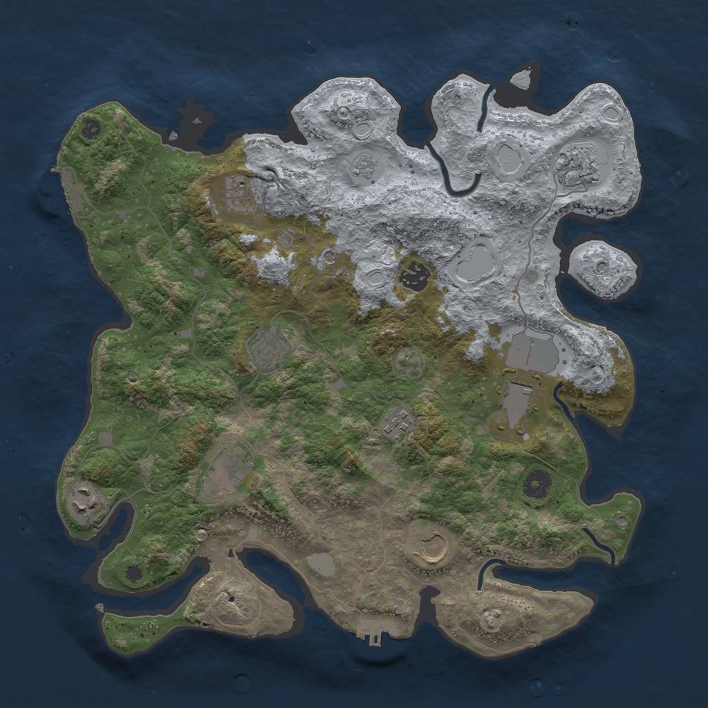 Rust Map: Procedural Map, Size: 3700, Seed: 413088672, 18 Monuments