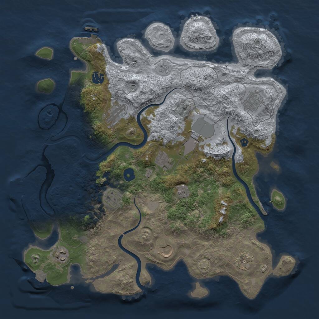 Rust Map: Procedural Map, Size: 3850, Seed: 1220509796, 16 Monuments