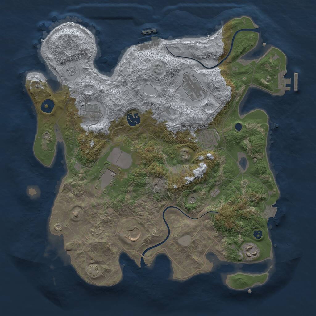 Rust Map: Procedural Map, Size: 3500, Seed: 1893502059, 13 Monuments