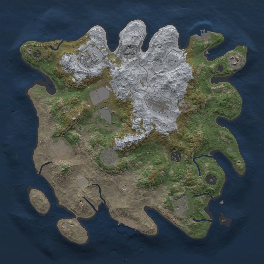 Rust Map: Procedural Map, Size: 3500, Seed: 68133, 17 Monuments
