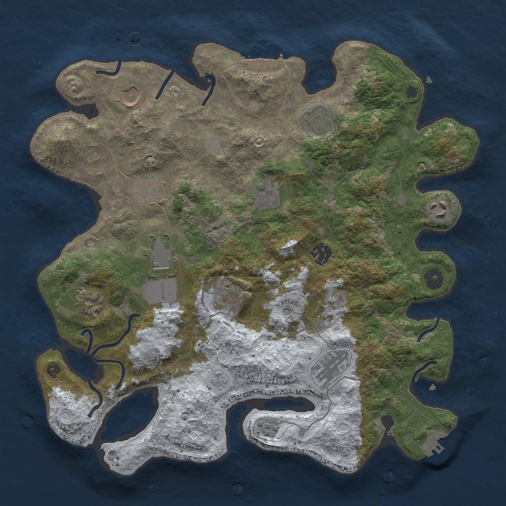 Rust Map: Procedural Map, Size: 3750, Seed: 315042683, 20 Monuments