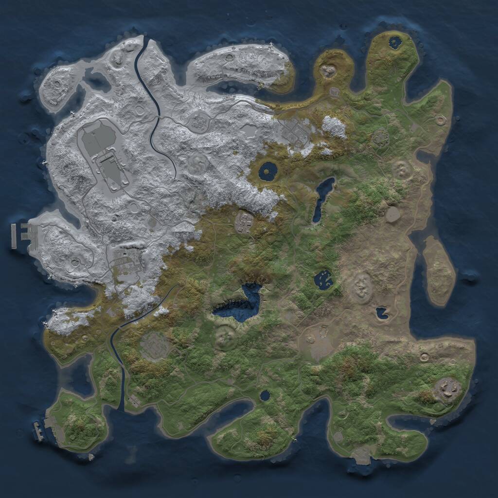 Rust Map: Procedural Map, Size: 4000, Seed: 75744148, 14 Monuments