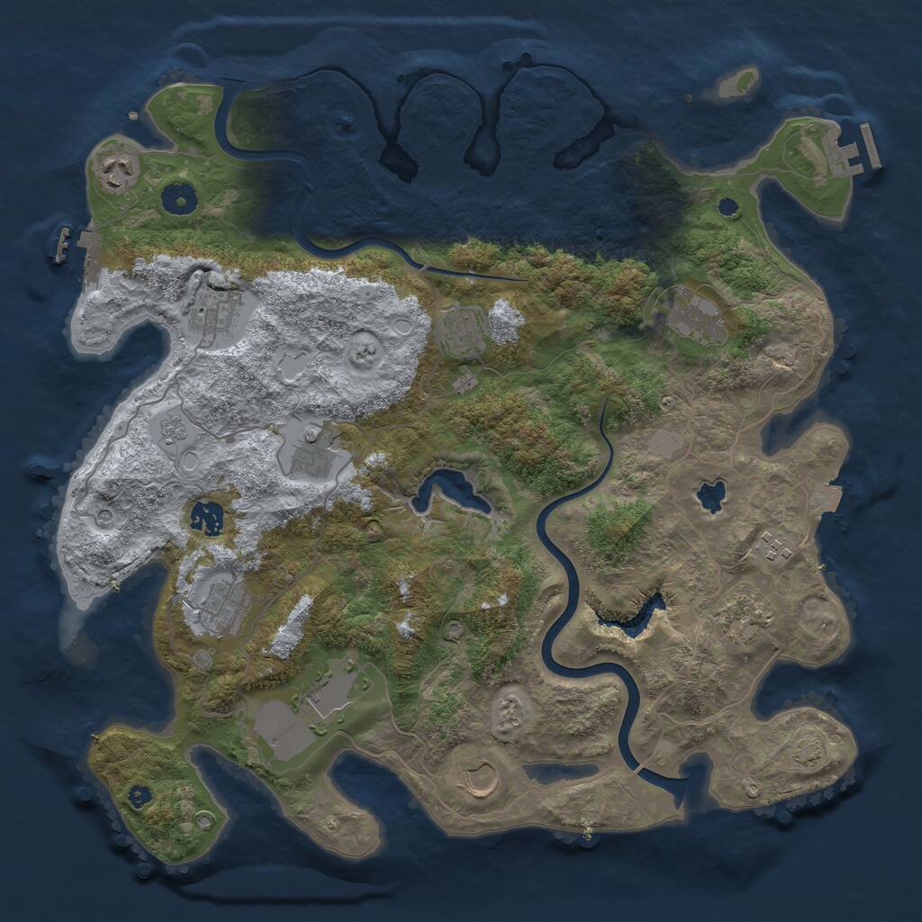 Rust Map: Procedural Map, Size: 4000, Seed: 1943, 17 Monuments