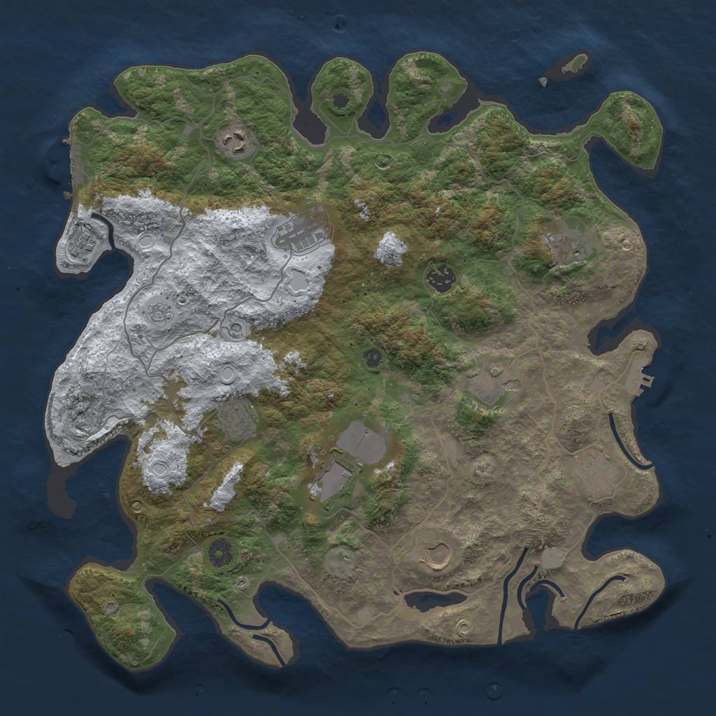 Rust Map: Procedural Map, Size: 4000, Seed: 1943, 19 Monuments