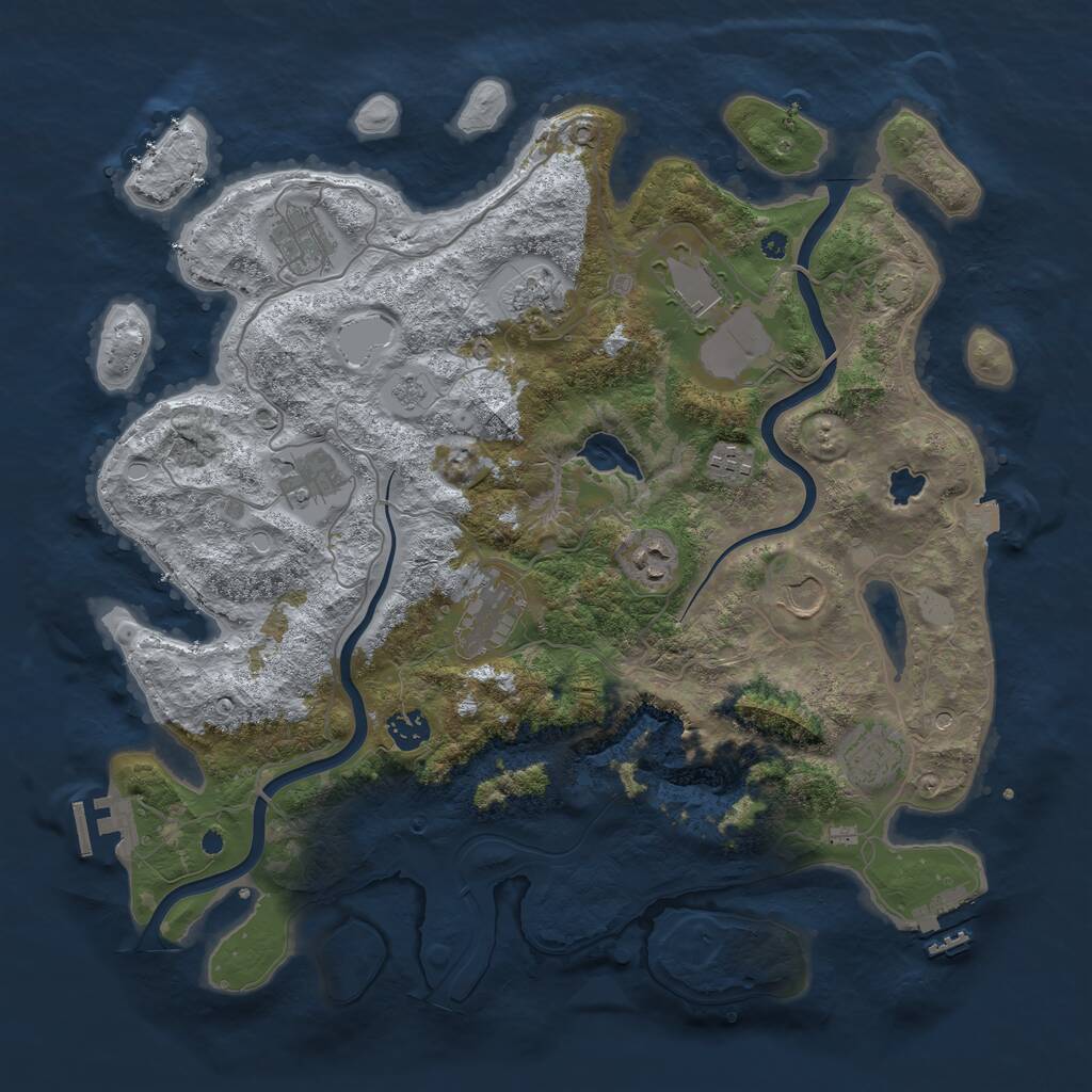 Rust Map: Procedural Map, Size: 4000, Seed: 2077, 16 Monuments