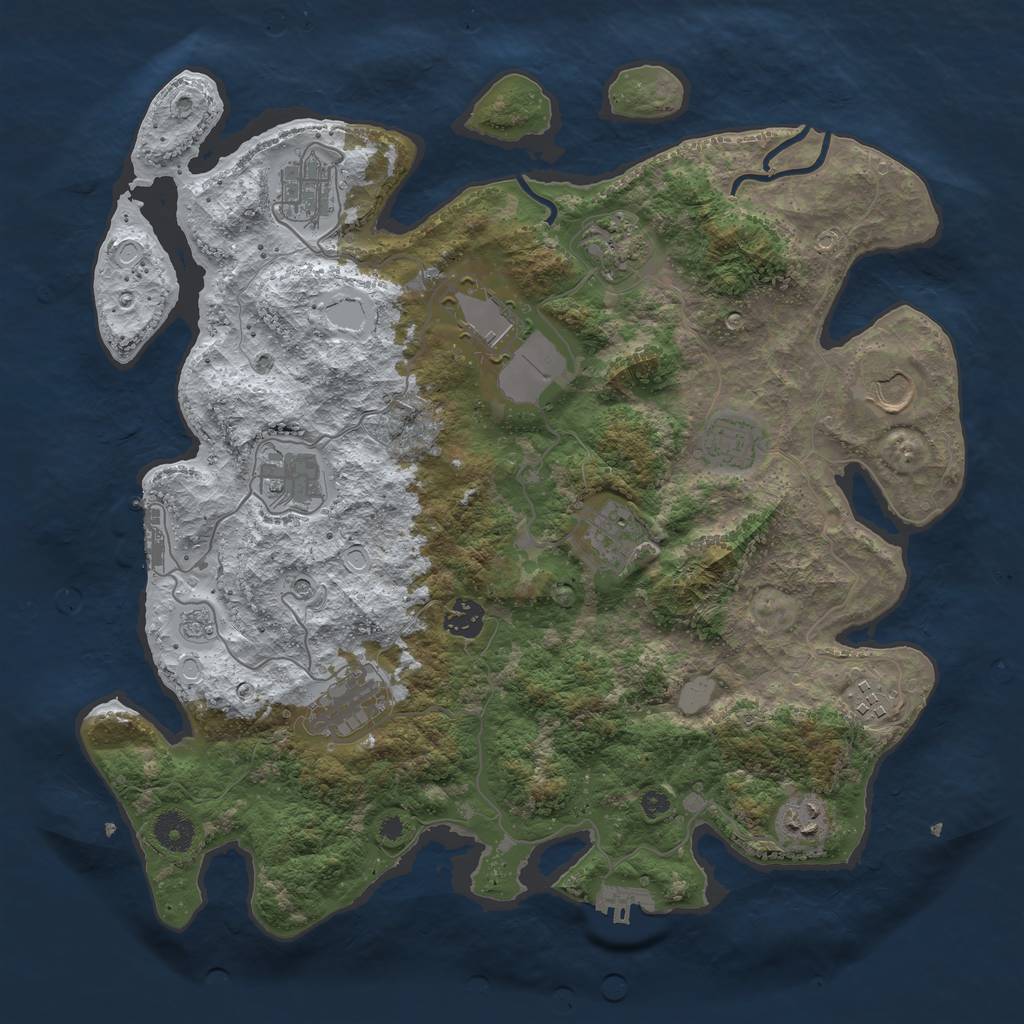 Rust Map: Procedural Map, Size: 3850, Seed: 1412290681, 20 Monuments