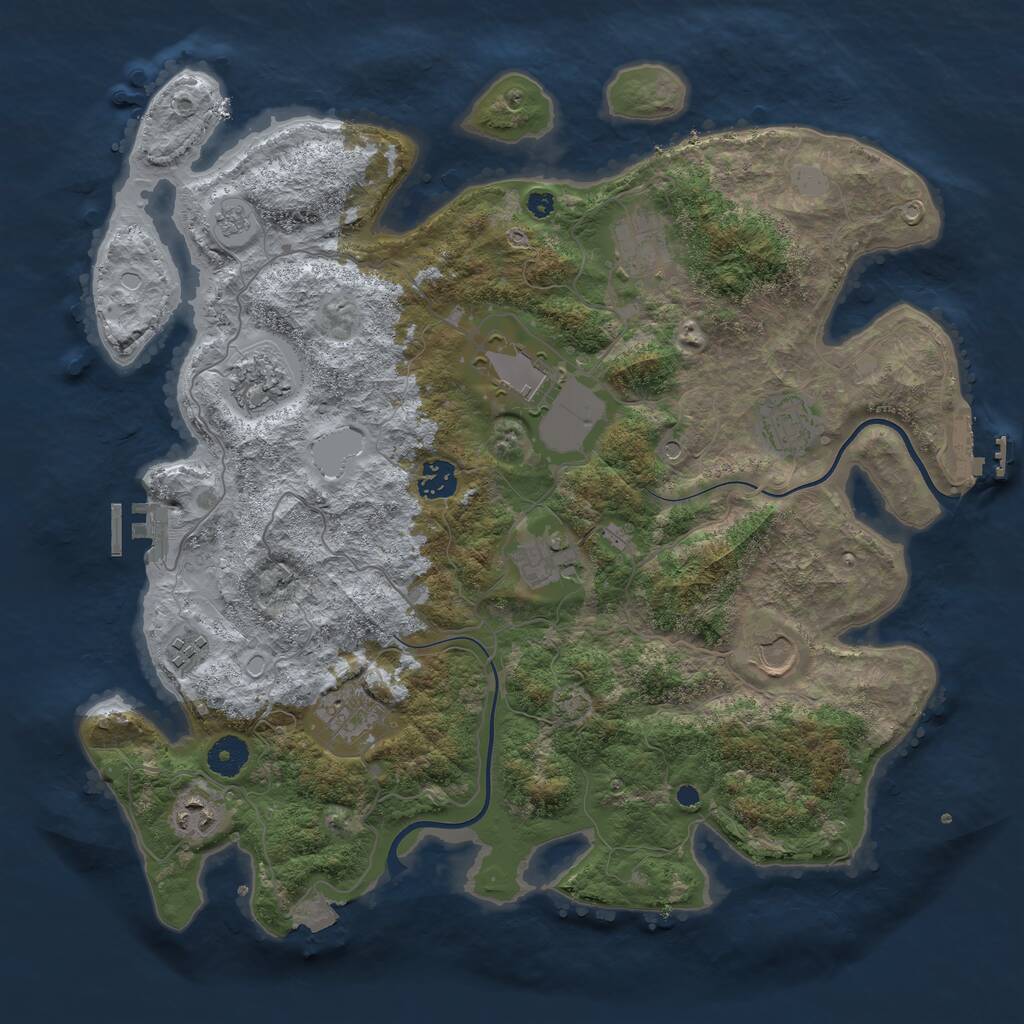 Rust Map: Procedural Map, Size: 3850, Seed: 1412290681, 16 Monuments