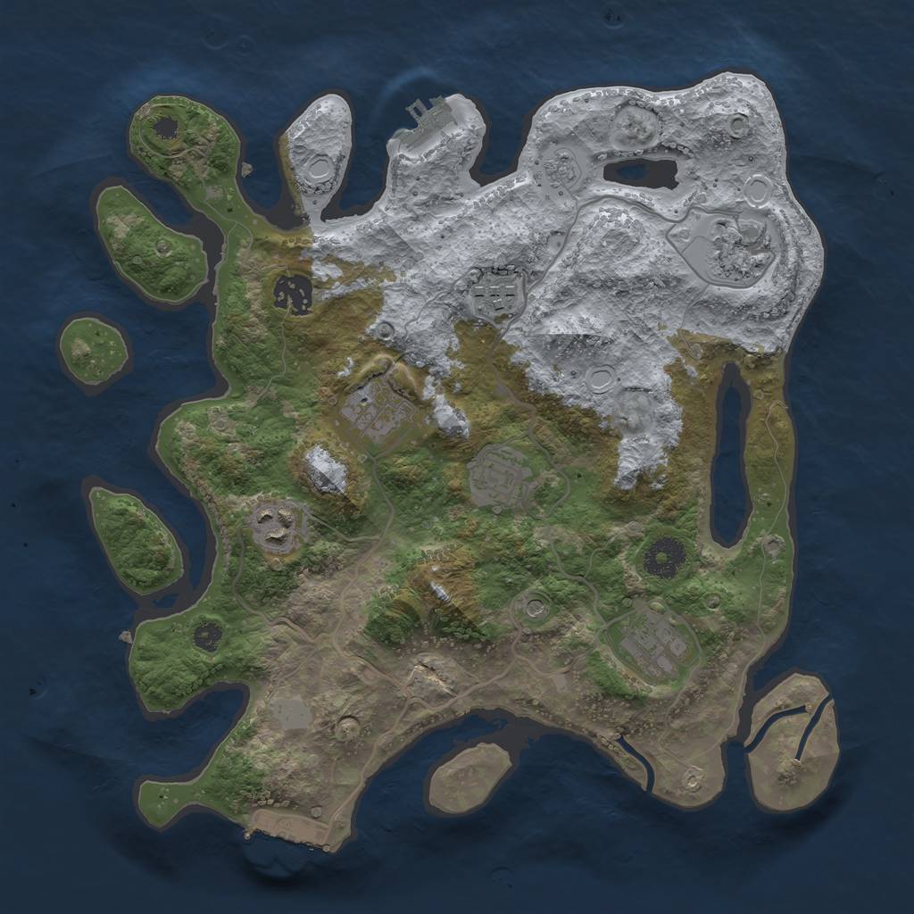 Rust Map: Procedural Map, Size: 3333, Seed: 1460397337, 16 Monuments