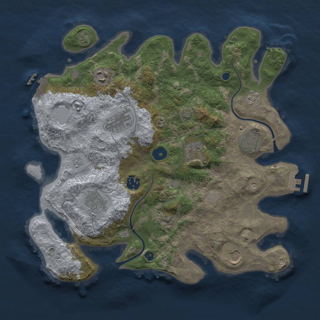 Rust Map: Procedural Map, Size: 3500, Seed: 398127841, 15 Monuments