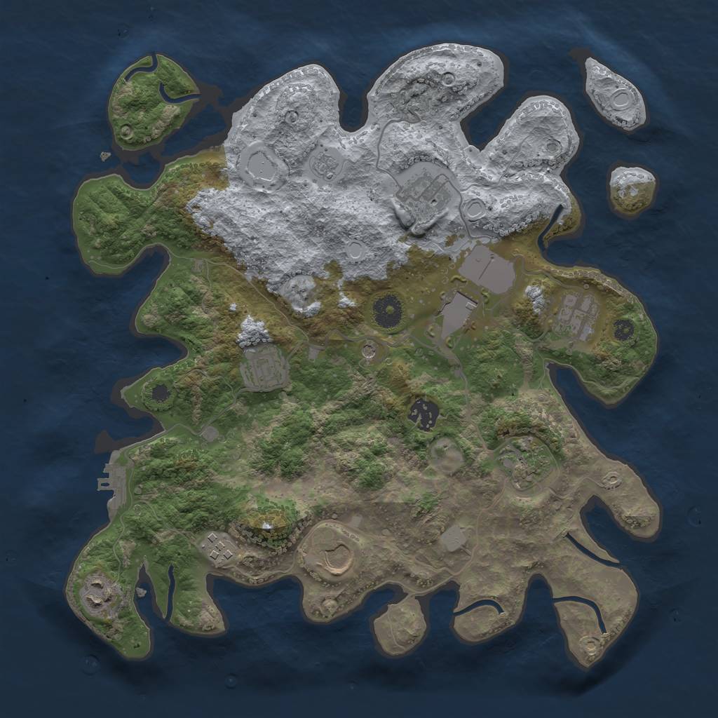 Rust Map: Procedural Map, Size: 3500, Seed: 1389776727, 17 Monuments