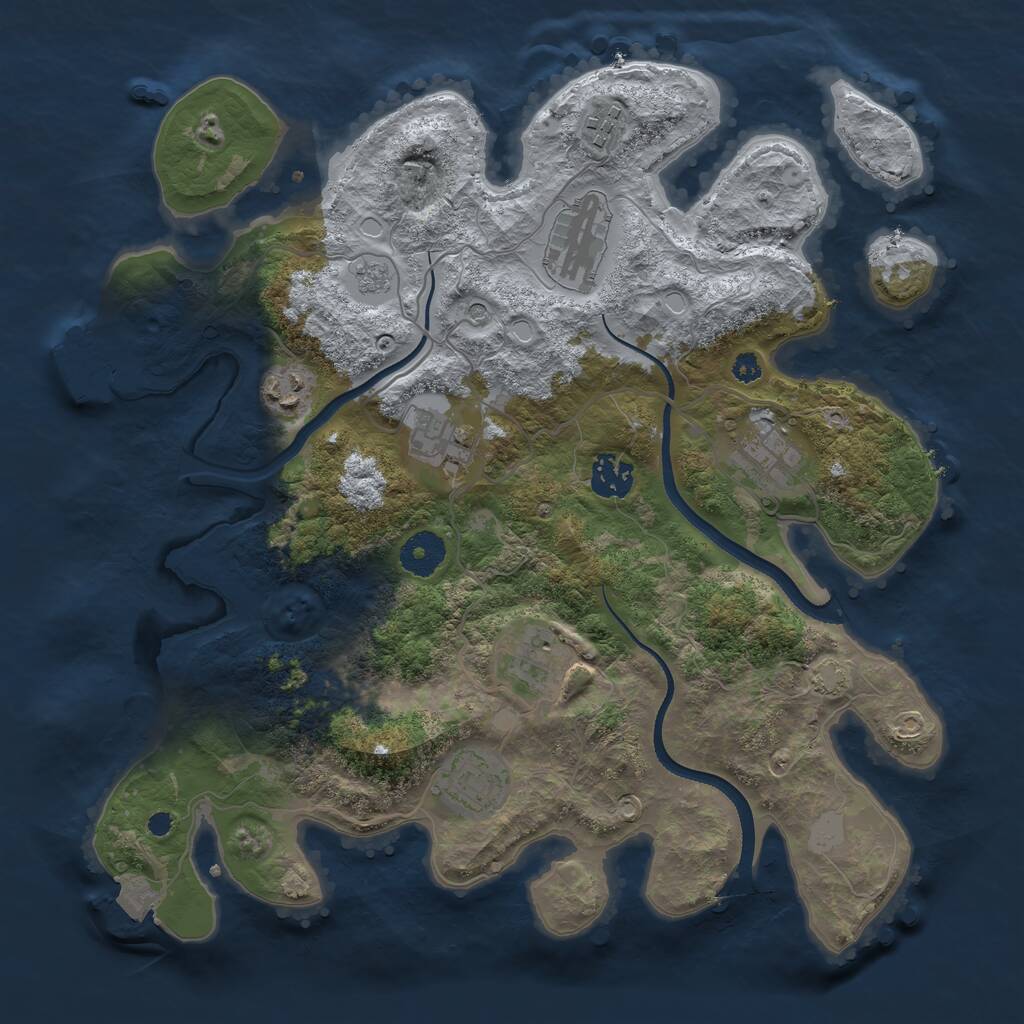 Rust Map: Procedural Map, Size: 3500, Seed: 1389776727, 13 Monuments