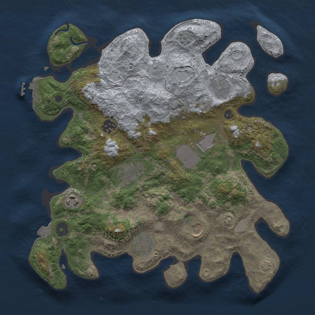 Rust Map: Procedural Map, Size: 3500, Seed: 1389776727, 13 Monuments