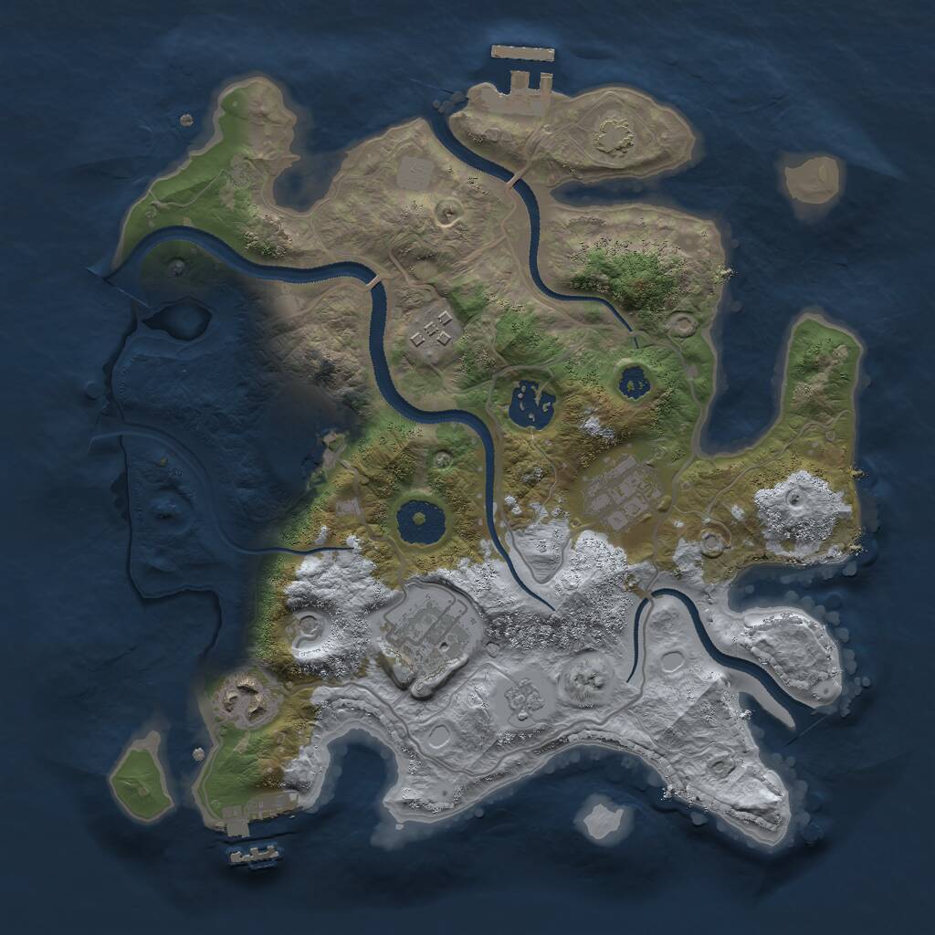 Rust Map: Procedural Map, Size: 3000, Seed: 64235429, 12 Monuments