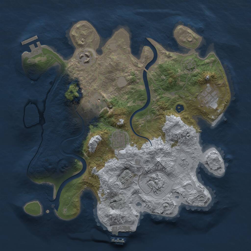 Rust Map: Procedural Map, Size: 3000, Seed: 54678954, 12 Monuments