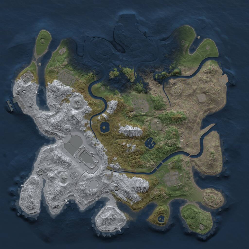 Rust Map: Procedural Map, Size: 3500, Seed: 22884, 12 Monuments