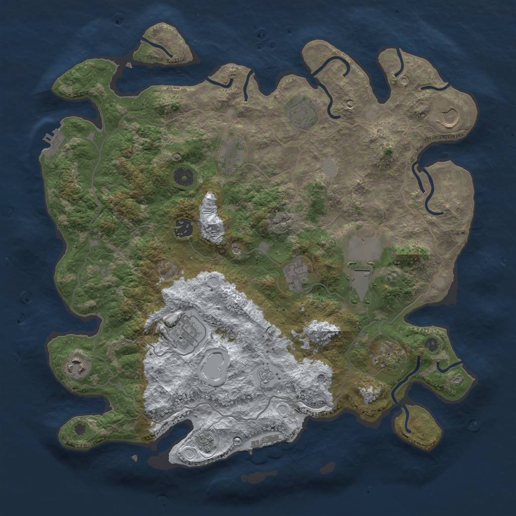 Rust Map: Procedural Map, Size: 4000, Seed: 1342, 19 Monuments