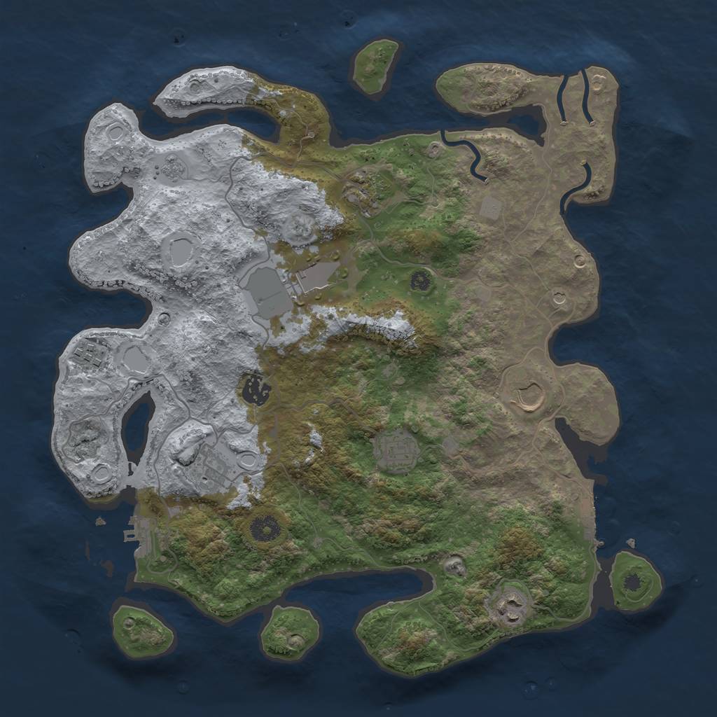 Rust Map: Procedural Map, Size: 3750, Seed: 1274095492, 17 Monuments