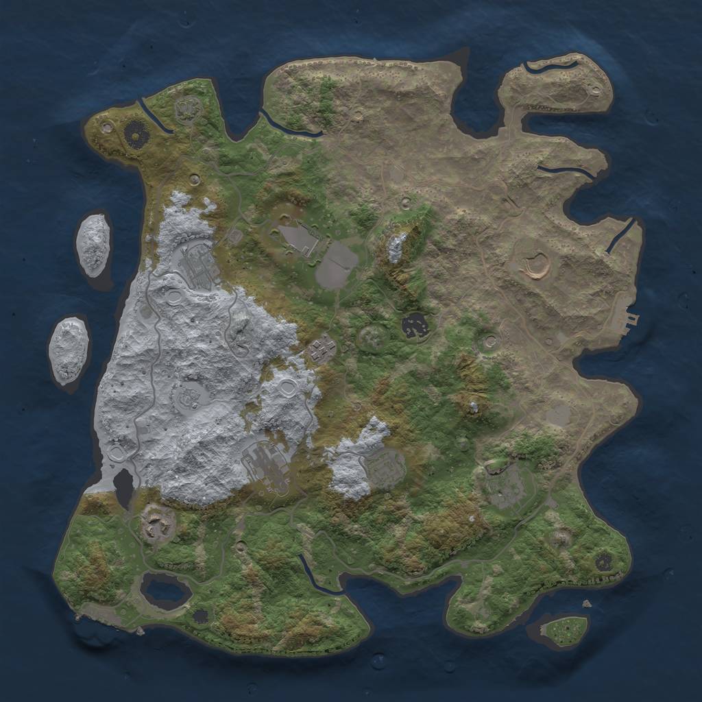 Rust Map: Procedural Map, Size: 4000, Seed: 21337, 17 Monuments