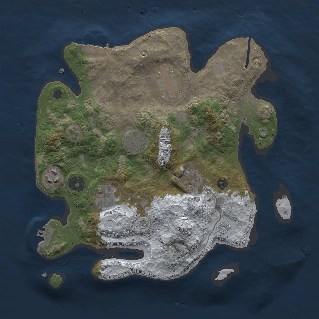 Rust Map: Procedural Map, Size: 3000, Seed: 9775, 14 Monuments