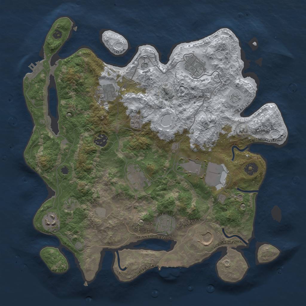 Rust Map: Procedural Map, Size: 3500, Seed: 520238570, 18 Monuments