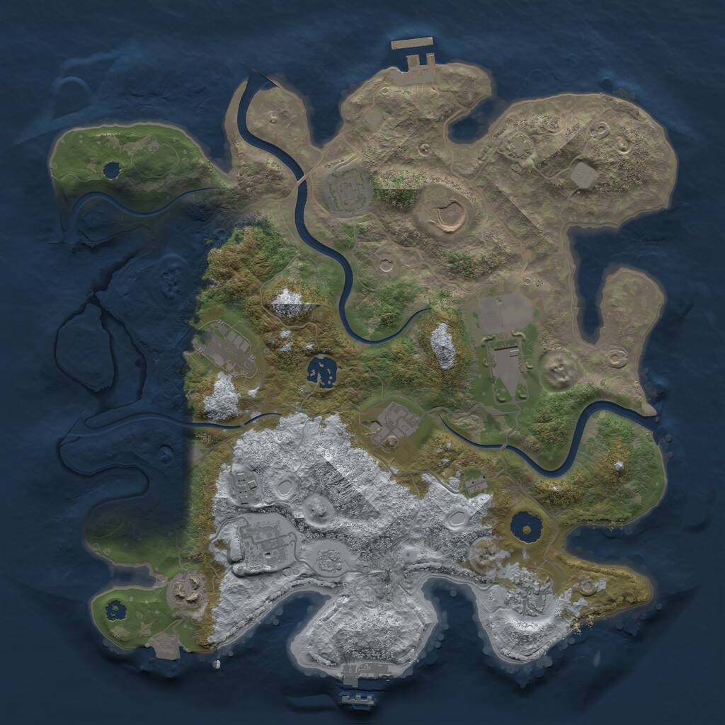 Rust Map: Procedural Map, Size: 3500, Seed: 271351849, 16 Monuments
