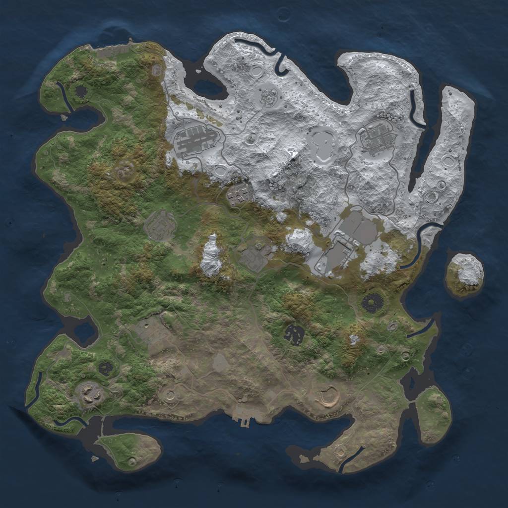 Rust Map: Procedural Map, Size: 3700, Seed: 1314360177, 19 Monuments