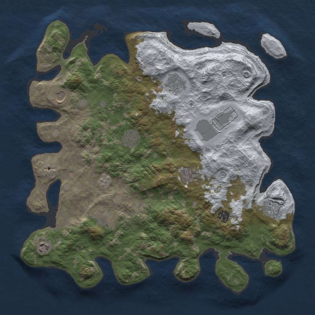 Rust Map: Barren, Size: 4000, Seed: 5252, 13 Monuments