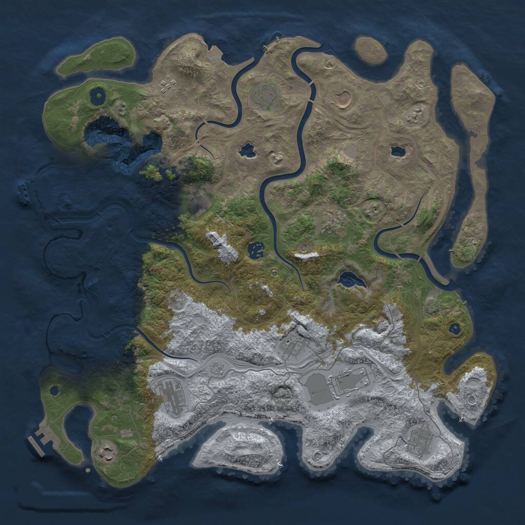 Rust Map: Procedural Map, Size: 4500, Seed: 1396834781, 17 Monuments