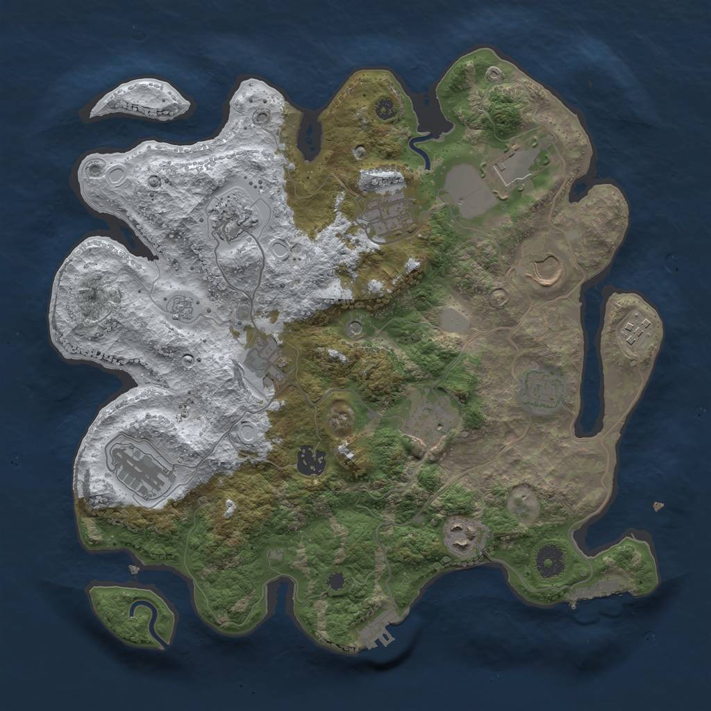 Rust Map: Procedural Map, Size: 3500, Seed: 322268418, 20 Monuments