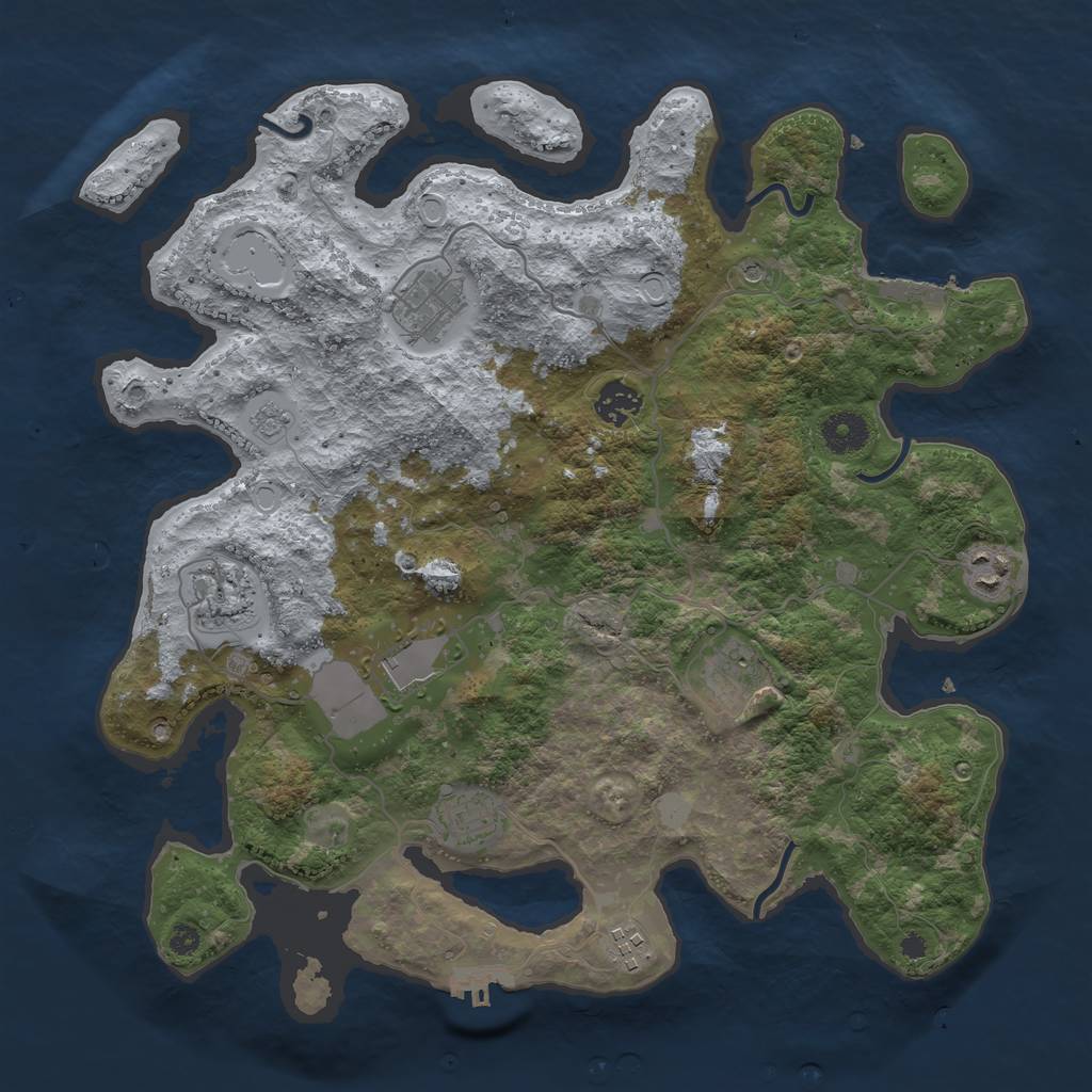 Rust Map: Procedural Map, Size: 3700, Seed: 611896274, 17 Monuments