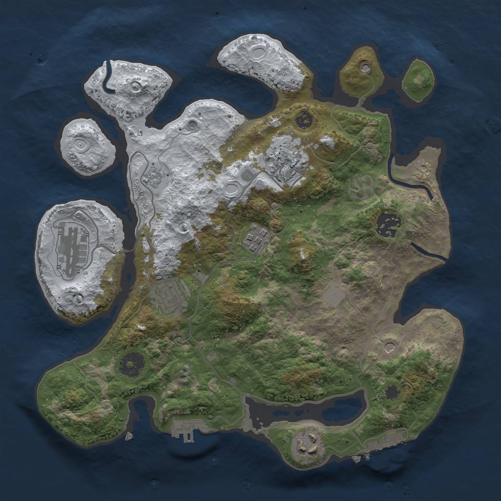 Rust Map: Procedural Map, Size: 3000, Seed: 1233, 15 Monuments