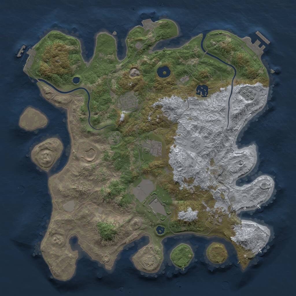 Rust Map: Procedural Map, Size: 3500, Seed: 1254235964, 13 Monuments
