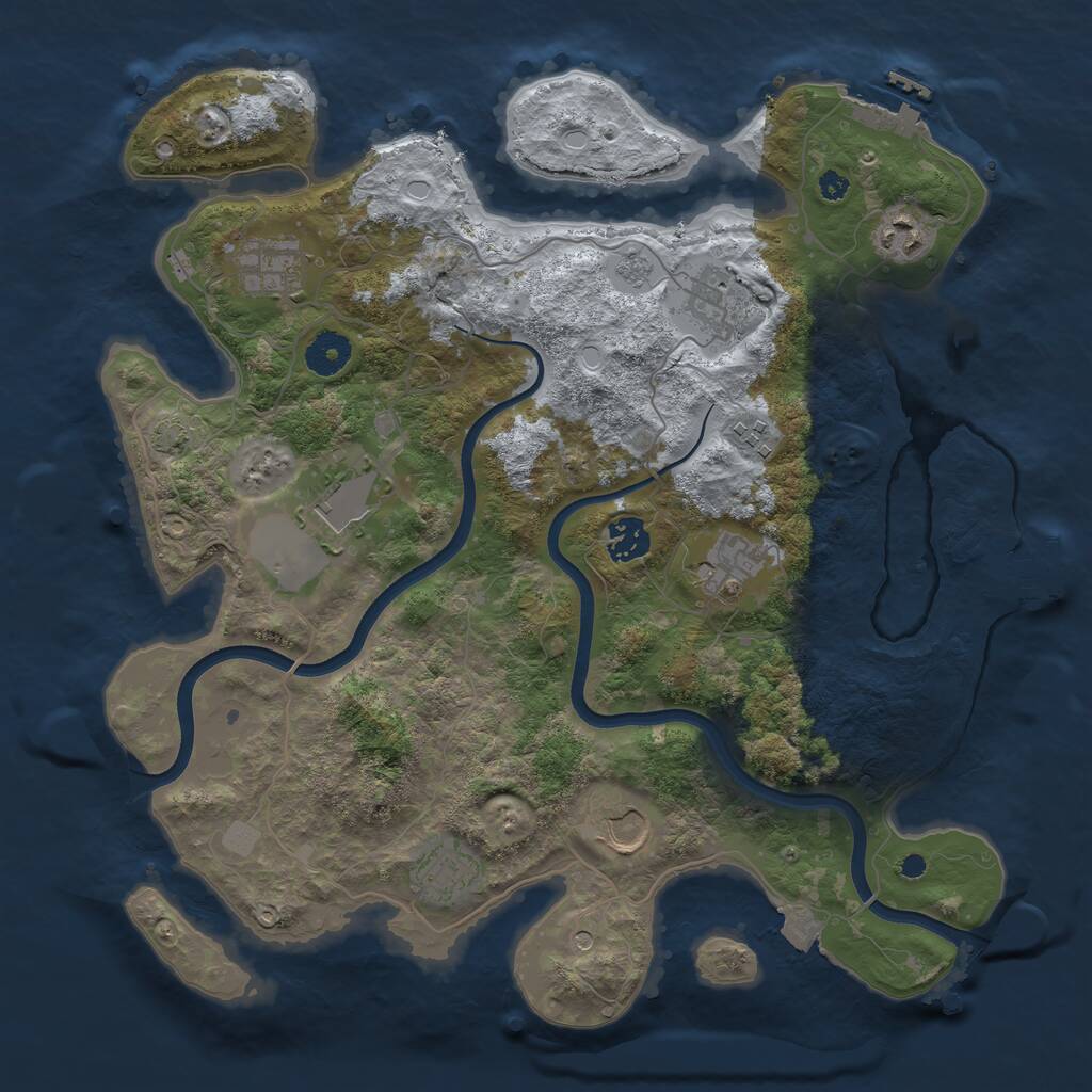 Rust Map: Procedural Map, Size: 3700, Seed: 1659095383, 15 Monuments