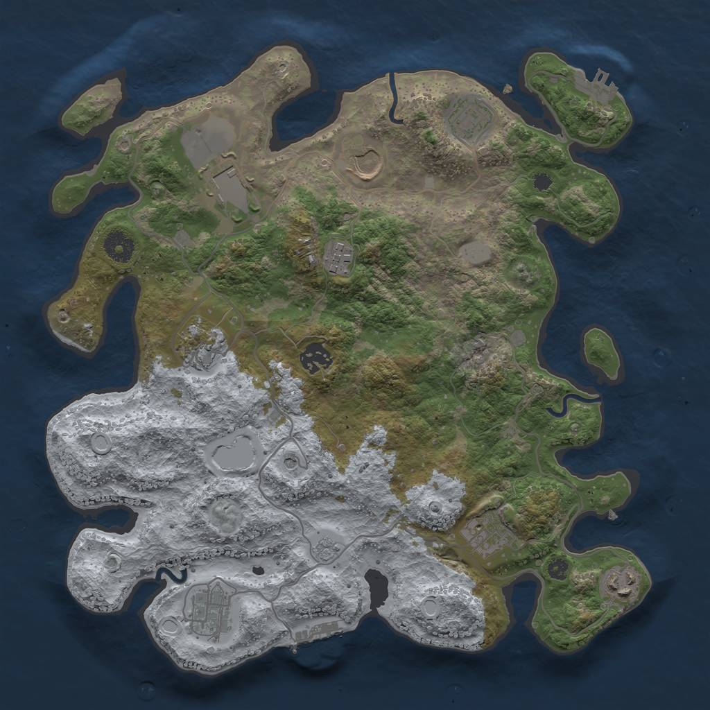 Rust Map: Procedural Map, Size: 3500, Seed: 1811628669, 18 Monuments
