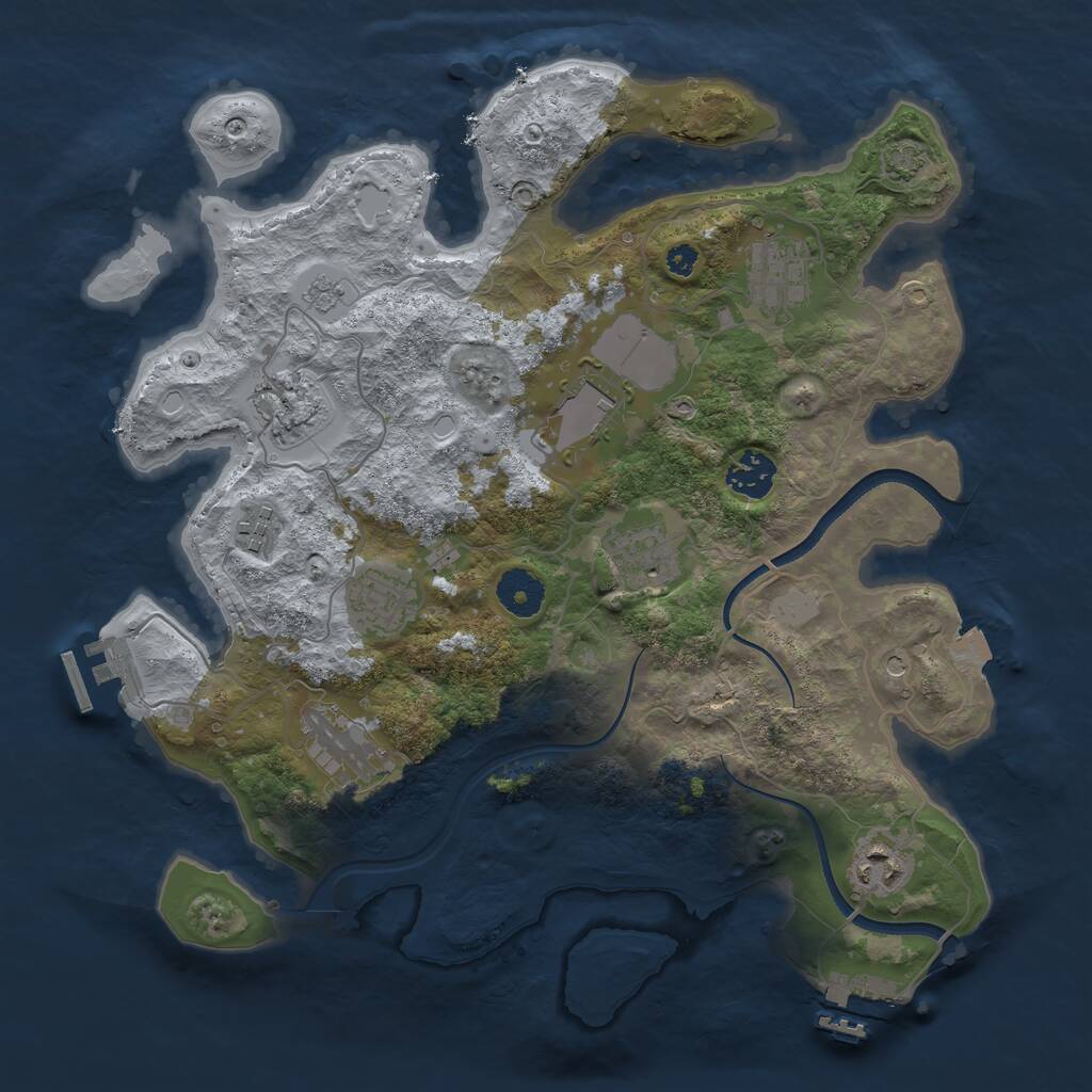 Rust Map: Procedural Map, Size: 3500, Seed: 297123573, 15 Monuments