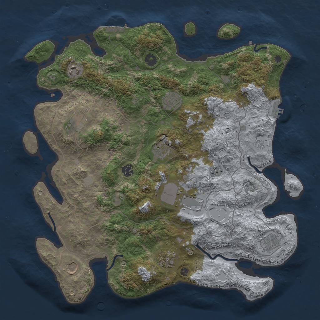 Rust Map: Procedural Map, Size: 4000, Seed: 576177, 19 Monuments