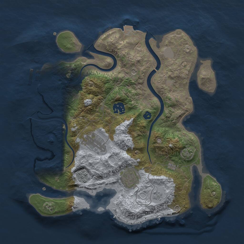 Rust Map: Procedural Map, Size: 3000, Seed: 22341, 9 Monuments