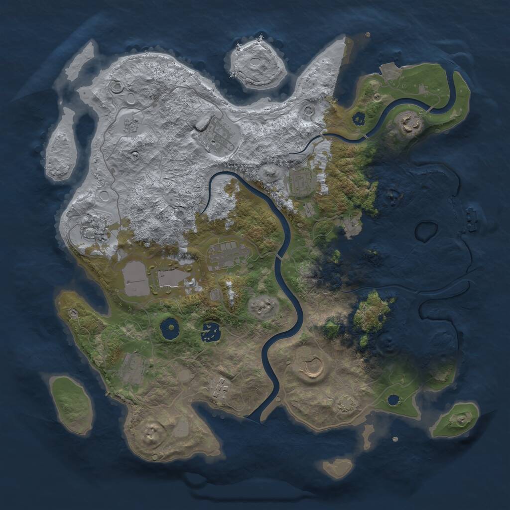 Rust Map: Procedural Map, Size: 3750, Seed: 96543164, 16 Monuments
