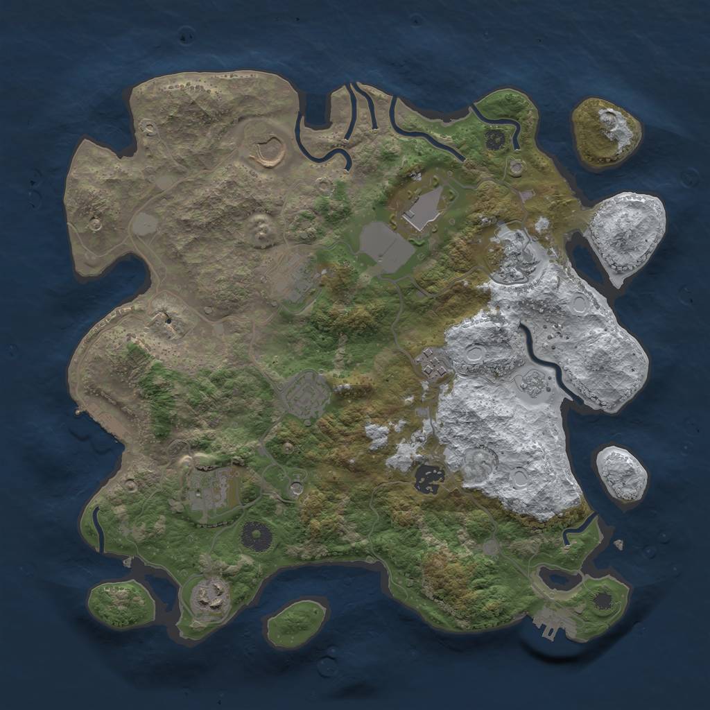 Rust Map: Procedural Map, Size: 3500, Seed: 1334874743, 18 Monuments