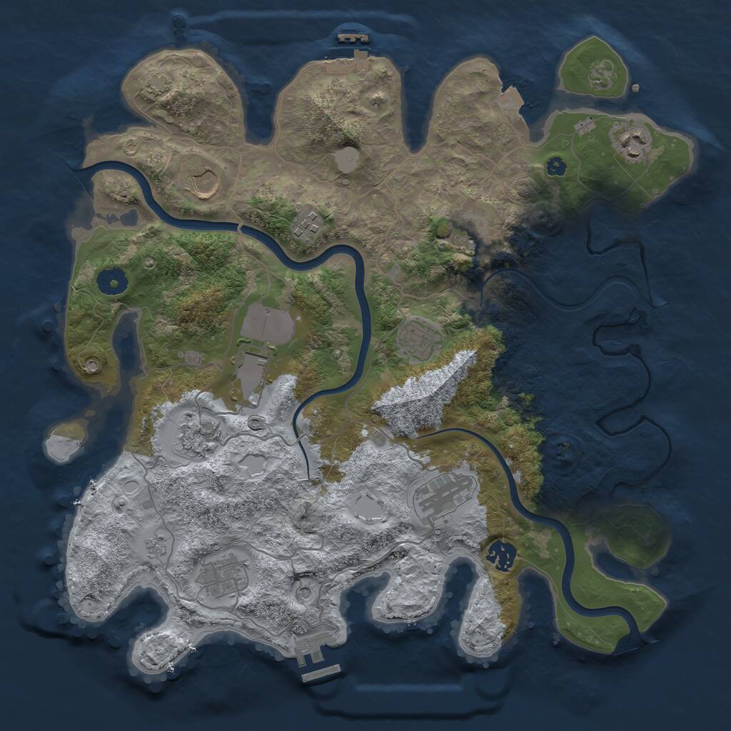 Rust Map: Procedural Map, Size: 3750, Seed: 1174645087, 16 Monuments